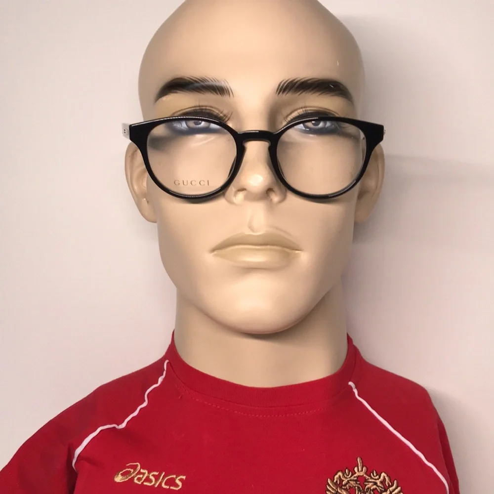 New Authentic Gucci GG0827O 001 Black Round Eyeglasses